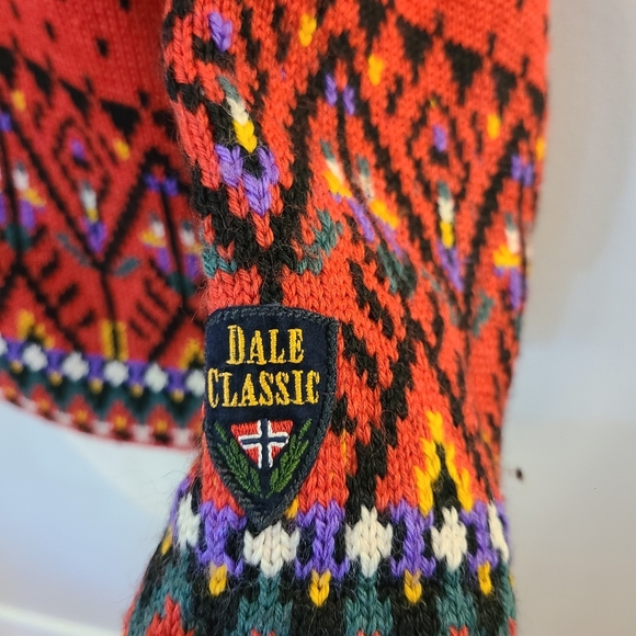 Dale of Norway Red Wool Fair Isle Cardigan Sweater - Picture 7 of 10